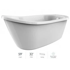 Jacuzzi Piccolo 59" Soaking Bathtub for Freestanding Installation with Reversible Drain