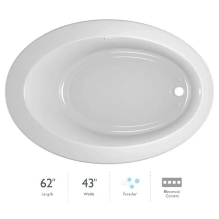 Jacuzzi 62" x 43" Riva® Drop In Comfort Pure Air® Bathtub with Basic Controls, Reversible Drain and Blower 3 Jacuzzi 62" x 43" Riva® Drop In Comfort Pure Air® Bathtub with Basic Controls, Reversible Drain and Blower