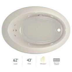 Jacuzzi 62" x 43" Riva® Drop In Comfort Whirlpool Bathtub with 8 Jets, Basic Controls, Reversible Drain and Pump