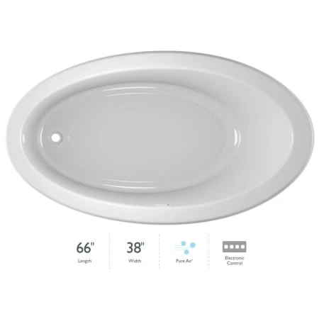 Jacuzzi 66" x 38" Riva® Drop In Comfort Pure Air® Bathtub with Basic Controls, Reversible Drain and Blower 3 Jacuzzi 66" x 38" Riva® Drop In Comfort Pure Air® Bathtub with Basic Controls, Reversible Drain and Blower