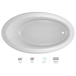 Jacuzzi Riva 66" Pure Air Drop-In or Undermount Bathtub with Reversible Drain and Basic Controls