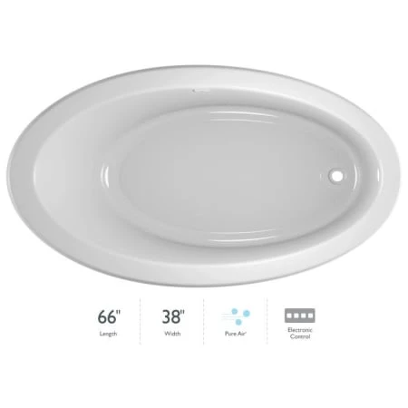 Jacuzzi Riva 66" Pure Air Drop-In or Undermount Bathtub with Reversible Drain and Basic Controls 3 Jacuzzi Riva 66" Pure Air Drop-In or Undermount Bathtub with Reversible Drain and Basic Controls