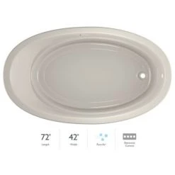 Jacuzzi 72" x 42" Riva® Drop In Comfort Pure Air® Bathtub with Electronic Controls, Reversible Drain and Blower