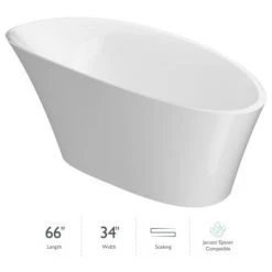 Jacuzzi Rosalia™ 66" Solid Surface Free Standing Soaking Bathtub with Reversible Drain