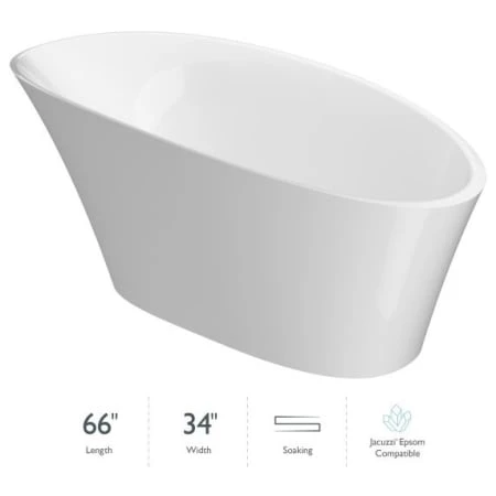 Jacuzzi Rosalia™ 66" Solid Surface Free Standing Soaking Bathtub with Reversible Drain 3 Jacuzzi Rosalia™ 66" Solid Surface Free Standing Soaking Bathtub with Reversible Drain