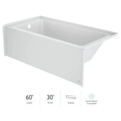 Jacuzzi Sales Store 15 Jacuzzi Signature 60" Alcove Acrylic Soaking Tub with Left Drain and Overflow
