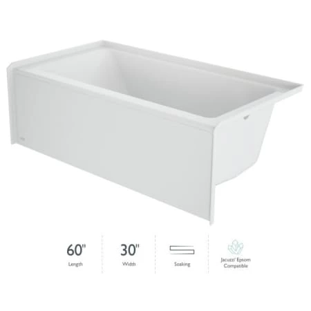 Jacuzzi Signature 60" Three Wall Alcove Acrylic Soaking Tub with Right Drain and Overflow 3 Jacuzzi Signature 60" Three Wall Alcove Acrylic Soaking Tub with Right Drain and Overflow