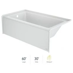 Jacuzzi Signature 60" Three Wall Alcove Acrylic Whirlpool Tub with Left Drain and Overflow