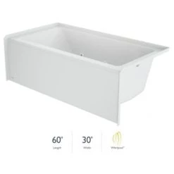 Jacuzzi Signature 60" Three Wall Alcove Acrylic Whirlpool Tub with Right Drain and Overflow