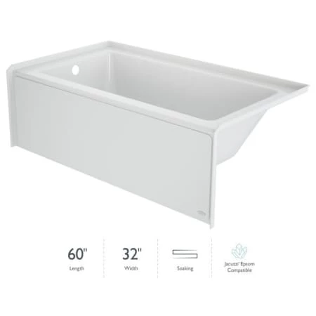 Jacuzzi Signature 60" Three Wall Alcove Acrylic Soaking Tub with Left Drain and Overflow 3 Jacuzzi Signature 60" Three Wall Alcove Acrylic Soaking Tub with Left Drain and Overflow