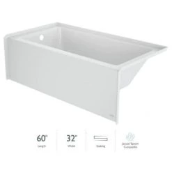 Jacuzzi Signature 60" Alcove Acrylic Soaking Tub with Left Drain and Overflow