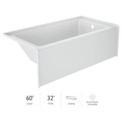 Jacuzzi Signature 60" Three Wall Alcove Acrylic Soaking Tub with Right Drain and Overflow