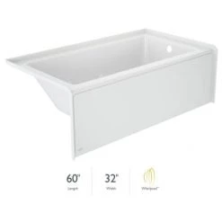 Jacuzzi Signature 60" Three Wall Alcove Acrylic Whirlpool Tub with Right Drain and Overflow