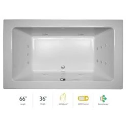 Jacuzzi 66" x 36" Sia® Drop In Luxury Whirlpool Bathtub with 13 Jets, LCD Controls, Illumatherapy, Heater, Center Drain and Right Pump