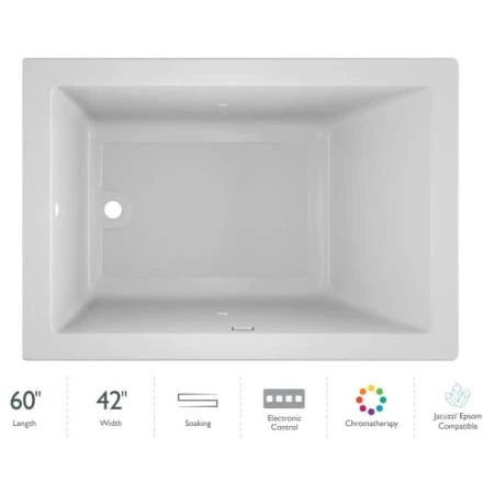 Jacuzzi 60" x 42" Solna™ Drop-In/Undermount Luxury Soaking Bathtub with Chromatherapy, Basic Controls and Reversible Drain Placement 3 Jacuzzi 60" x 42" Solna™ Drop-In/Undermount Luxury Soaking Bathtub with Chromatherapy, Basic Controls and Reversible Drain Placement