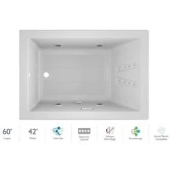 Jacuzzi 60" x 42" Solna™ Drop-In/Undermount Luxury Salon® Spa Bathtub with Luxury Controls, Illumatherapy, Whisper Technology™, Heater and Right Drain