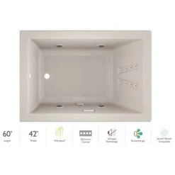 Jacuzzi 60" x 42" Solna™ Drop-In/Undermount Luxury Whirlpool Bathtub with Luxury Controls, Illumatherapy, Whisper Technology™, Heater and Left Drain
