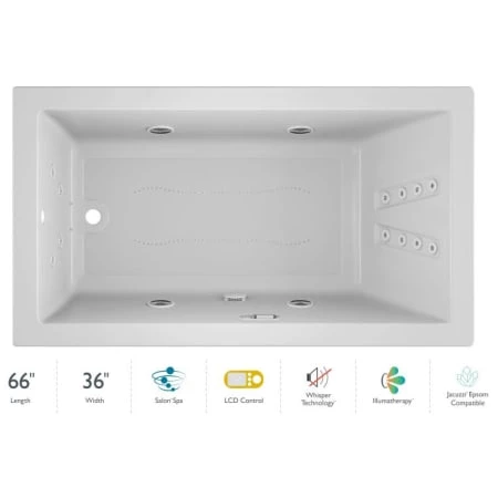 Jacuzzi 66" x 36" Solna™ Drop-In/Undermount Luxury Salon® Spa Bathtub with Luxury LCD Controls, Illumatherapy, Whisper Technology™, Heater and Right Drain 3 Jacuzzi 66" x 36" Solna™ Drop-In/Undermount Luxury Salon® Spa Bathtub with Luxury LCD Controls, Illumatherapy, Whisper Technology™, Heater and Right Drain
