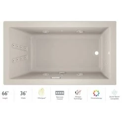 Jacuzzi 66" x 36" Solna™ Drop-In/Undermount Luxury Whirlpool Bathtub with Luxury Controls, Chromatherapy, Whisper Technology™, Heater and Right Drain