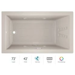 Jacuzzi Sales Store 17 Jacuzzi 72" x 42" Solna™ Drop-In/Undermount Luxury Salon® Spa Bathtub with Luxury Controls, Chromatherapy, Heater and Right Drain