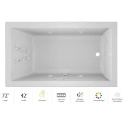 Jacuzzi 72" x 42" Solna™ Drop-In/Undermount Luxury Whirlpool Bathtub with Luxury Controls, Chromatherapy, Whisper Technology™, Heater and Right Drain
