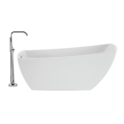 Jacuzzi Stella 67" Free Standing Acrylic Soaking Tub with Reversible Drain, Drain Assembly and Overflow - Includes Floor Mounted Tub Filler with Hand Shower -Jacuzzi Sales Store jacuzzi stb6731buxxxx alternate view 200