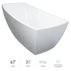 Jacuzzi Stella 67" Soaking Freestanding Bathtub with Reversible Drain