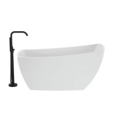 Jacuzzi Stella 59" Free Standing Acrylic Soaking Tub with Reversible Drain, Drain Assembly and Overflow - Includes Floor Mounted Tub Filler with Hand Shower -Jacuzzi Sales Store jacuzzi stm5931buxxxx alternate view 204