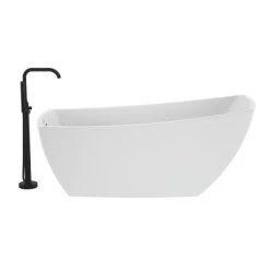 Jacuzzi Stella 67" Free Standing Acrylic Soaking Tub with Reversible Drain, Drain Assembly and Overflow - Includes Floor Mounted Tub Filler with Hand Shower -Jacuzzi Sales Store jacuzzi stm6731buxxxx alternate view 208