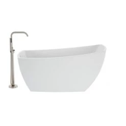Jacuzzi Stella 59" Free Standing Acrylic Soaking Tub with Reversible Drain, Drain Assembly and Overflow - Includes Floor Mounted Tub Filler with Hand Shower -Jacuzzi Sales Store jacuzzi stn5931buxxxx alternate view 212