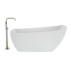 Jacuzzi Stella 67" Free Standing Acrylic Soaking Tub with Reversible Drain, Drain Assembly and Overflow - Includes Floor Mounted Tub Filler with Hand Shower -Jacuzzi Sales Store jacuzzi stn6731buxxxx alternate view 216