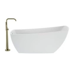 Jacuzzi Stella 67" Free Standing Acrylic Soaking Tub with Reversible Drain, Drain Assembly and Overflow - Includes Floor Mounted Tub Filler with Hand Shower -Jacuzzi Sales Store jacuzzi stz6731buxxxx alternate view 224